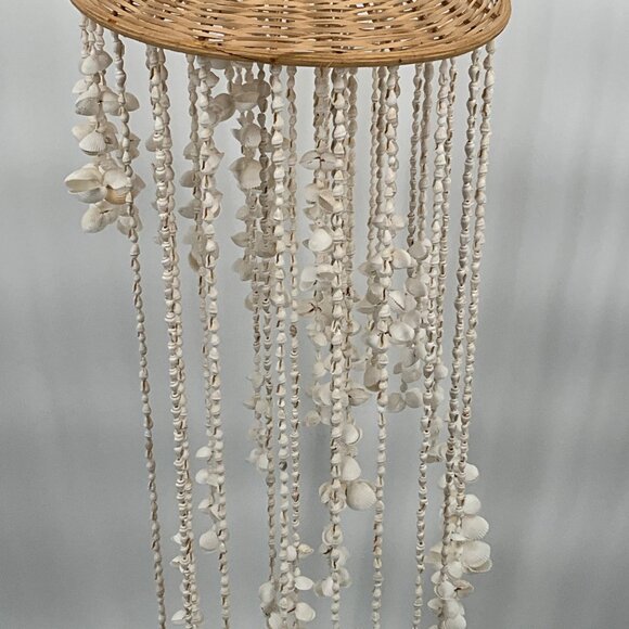 Vintage Woven Rattan & Shell Hanging Mobile - Picture 2 of 4